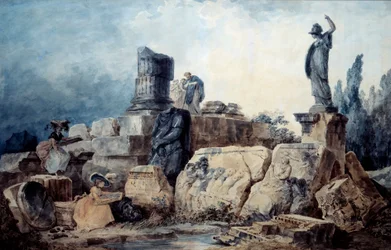 Rysownicy. Rysunek wg Huberta Roberta (1733-1808)