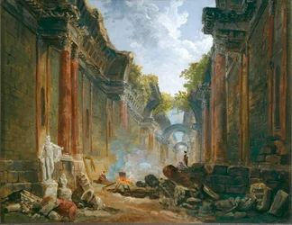 Vue imaginaire de la Grande Galerie en ruine - Wyimaginowany widok Wielkiej Galerii w ruinie ...