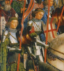 Fragment Rycerzy Chrystusa z lewej strony Ołtarza Gandawskiego