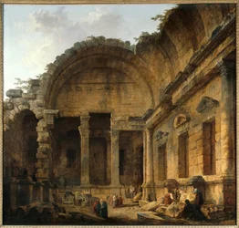 Wnętrze świątyni Diany a Nimes Obraz Huberta Roberta (1733-1808) Słońce. 2,42 x 2,42 m. Paryż. Musee du Louvre - Wnętrze świątyni Diany w Nimes. Obraz Huberta Roberta (1733-1808). 2,42 x 2,42 m. Luwr, Paryż