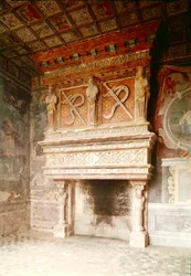 Widok kominka w Salle des Gardes