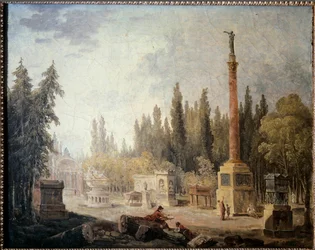 Widok na ogród Musee des Monuments Francais Obraz Huberta Roberta (1733-1808) XVIII wiek. Paryż, Muzeum Carnavalet
