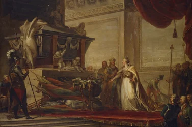 Katarzyna II składa trofea bitwy pod Chesmą na grobie Piotra Wielkiego, 1791