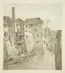 Rów Zamkowy i Mur od Mostu Królowej, Mur Miejski po lewej, 1820