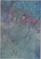 Poszedłem do niej i płakałem Mamo, a ona płakała Budżet, ilustracja z Wesołych żon z Windsor, 1910