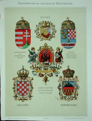Herby z monarchii austro-węgierskiej, z „Heraldischer Atlas” artysty