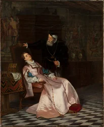 Gustav Vasa zastaje śpiącą małżonkę Katarzynę Stenbock i słyszy, jak mówi King Gösta Kocham..., 1