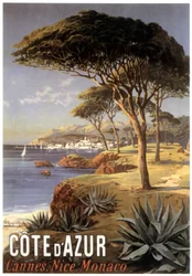 Plakat reklamowy Lazurowego Wybrzeża - Cannes, Nicea, Monako, około 1900