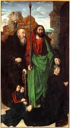 Tommaso Portinari i jego dwaj synowie flankowani przez świętego Antoniego i świętego Tomasza (tempera na drewnie)