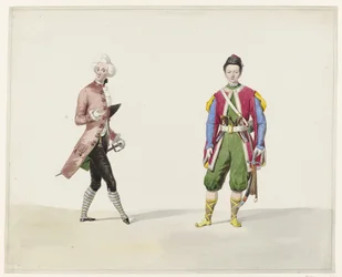 Dwóch mężczyzn w strojach historycznych, 1841 Sześć akwarel kostiumów historycznych na bal kostiumowy w 1841 roku (tytuł serii)