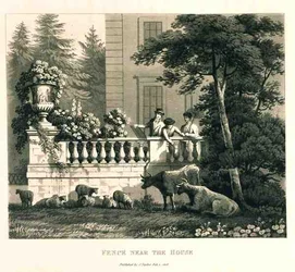 Ogrodzenie w pobliżu domu, z Fragments on the Theory and Practice of Landscape Gardening, wydane w 1816