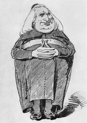 Franciszek Liszt (1811-86) jako opat, karykatura z Borsszem Janko, 27 lipca 1870