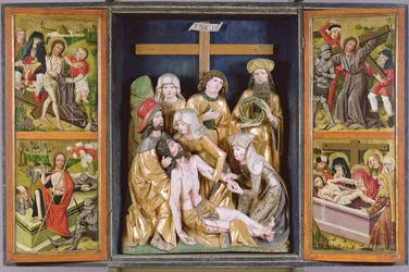 Ołtarz Męki Pańskiej, Janosret, 1480-90 (drewno malowane i złocone)