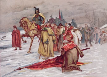 Rakoczi Ferenc żegna się ze swoim ludem, udając się na wygnanie w lutym 1711 r., ok. 1900 r.