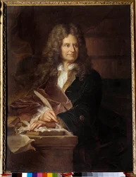 Portret Nicolasa Boileau (1636 - 1711) dit Boileau Despreaux (Boileau-Despreaux), francuski pisarz - Obraz z warsztatu Hyacinthe Rigaud (1659-1743)