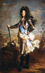 Portret Ludwika XIV, Króla Słońce (1638-1715). Olej Hyacinthe Rigaud, mianowany portrecistą króla.