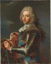 Portret księcia de Broglie, w szarfie Orderu Sainte Esprit, z batutą marszałka Francji