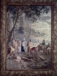 Gobelin przedstawiający scenę rustykalną, I.V.Borcht, flamandzki, XVII w.