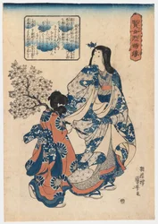 Kurtyzana i jej Maiko, lata 20. XIX wieku (odbitka drzeworytowa)