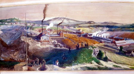 Przemysłowy krajobraz pola węglowego Blanzy, Saone-et-Loire