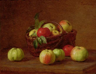 Jabłka w koszu i na stole, 1888
