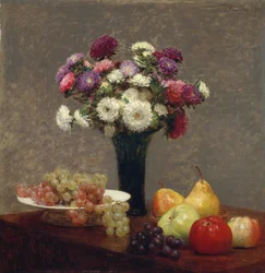 Astry i owoce na stole, 1863