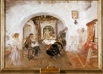 Wnętrze farmy w Walencji w Hiszpanii. Obraz Ignacio PINAZO CAMARLENCH