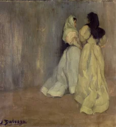 STUDIUM W SZARYCH - DWIE KOBIETY - 1896 - OLEJ / PŁÓTNO