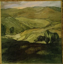 Ignacio Zuloaga / Pejzaż w Aragonii, 1911, olej na płótnie, 81 × 78 cm