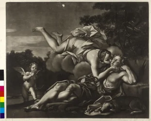 Mezzotinta autorstwa Ignatiusa Unterbergera Selene i Endymion (mezzotinta)
