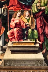 Muzycy Anioły, fragment Matki Boskiej z Dzieciątkiem i św. Prokuła, św. Jan Ewangelista, św. Augustyn, św. Sebastian (Malarstwo