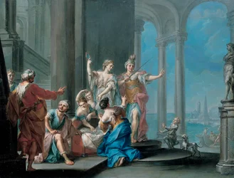 Achilles i córki Lycomedes (olej na płótnie)
