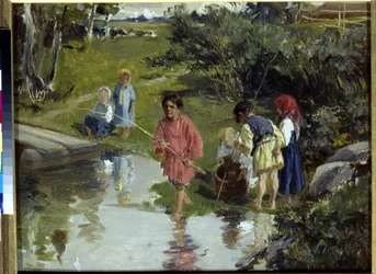 Dzieci Fishing par Pryanisznikow, Illarion Michajłowicz (1840-1894)