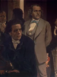 Anton Grigoryevich Rubinstein (1829-94) i Aleksander Nikołajewicz Sierow (1820-71), z kompozytorów słowiańskich, lata 90. XIX wieku (szczegół)