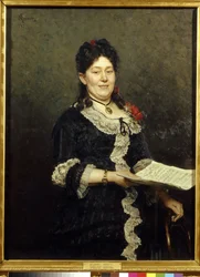 Portret śpiewaczki sopranowej Aleksandry Molas (1845-1929). (Portret śpiewaka operowego A. Molasa). Obraz Ilya Yefimovich Repin (Ilia Repin) (1844-1930), olej na płótnie