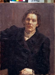 Portret pisarza Maksyma Gorkiego (1868-1939). (Portret autora M. Gorkiego). Obraz Ilyi Repina (Ilia Repin) (1844-1930), olej na płótnie