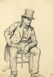Siedzący mężczyzna z ramieniem opartym na nodze, c. 1872-1875