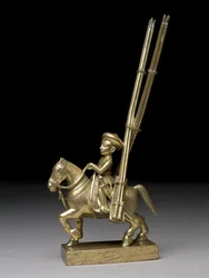 Konny wojownik z wyrzutniami rakiet, Indianin, ok. 1795 (mosiądz)