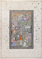 Alexander przesłuchuje filozofa, lekarza i kielich, ok. 1610 (nieprzezroczysta toaleta i złoto na papierze)