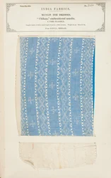 Próbka muślinu haftowanego Chikan z Dacca w Bengalu, z The Collection of the Textile Manufacturers of India, autorstwa Johna Forbesa Watsona, opublikowana w 1866 roku