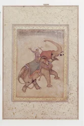 Słoń i mahout (poganiacz słoni), ca. 1595-1600