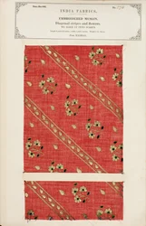 Próbka haftowanego muślinu z Madrasu, z The Collection of the Textile Manufacturers of India, autorstwa Johna Forbesa Watsona, opublikowana w 1866 r.