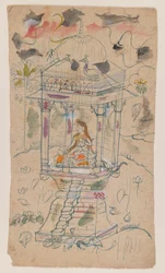Gaunsmalar z Ganda Malhara Ragini, ok. 1850 (tusz i kolor na papierze)