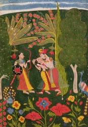 Zakochani w lesie, Bundi, ok. 1650 (gwasz na welinie)