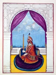 Maharaja Nau Nihal Singh, z Królestwo Pendżabu, jego władcy i wodzowie, tom I, tom 27 opracowań akwarelowych niezidentyfikowanego indyjskiego artysty, ok. 1840 (wc na papierze)