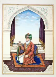 Nawab Mozaffir Khan (Multani), z Królestwa Pendżabu, jego władcy i wodzowie, tom II, tom 30 akwareli niezidentyfikowanego indyjskiego artysty, ok. 1840 (wc na papierze)