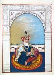 Nawab Sarfaraz Khan (Multani), z Królestwo Pendżabu, jego władcy i wodzowie, tom II, tom 30 studiów akwarelowych niezidentyfikowanego indyjskiego artysty, ok. 1840 (wc na papierze)