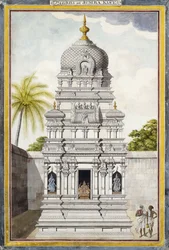 Część świątyni Jambukeshvara, Srirangam, Tamil Nadu, ok. 1930. 1800 (ołówek, długopis, czarny tusz, w/c na papierze czerpanym)