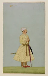Portret Rao Chattara Sal z Bundi, ok. 1675 (nieprzezroczysta toaleta i złoto na papierze)