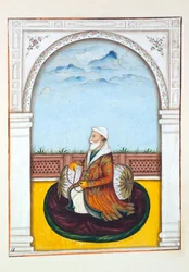 Rajah Dina Nath-Bahadur, z Królestwo Pendżabu, jego władcy i wodzowie, tom I, tom 27 studiów akwarelowych autorstwa niezidentyfikowanego artysty indyjskiego, ok. 1840 (wc na papierze)